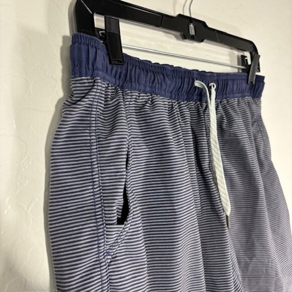 Vuori Shorts Mens Small Blue Striped Athletic Drawstring Pocket Performance Logo - Picture 3 of 7